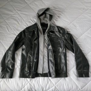 Guess Faux Leather Jacket with Removable Hood